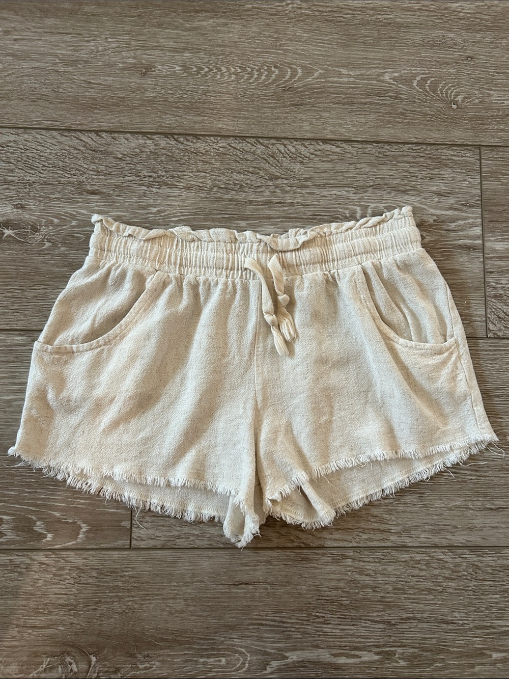 Ocean Drive - Women's Cream Terry Drawstring Shorts